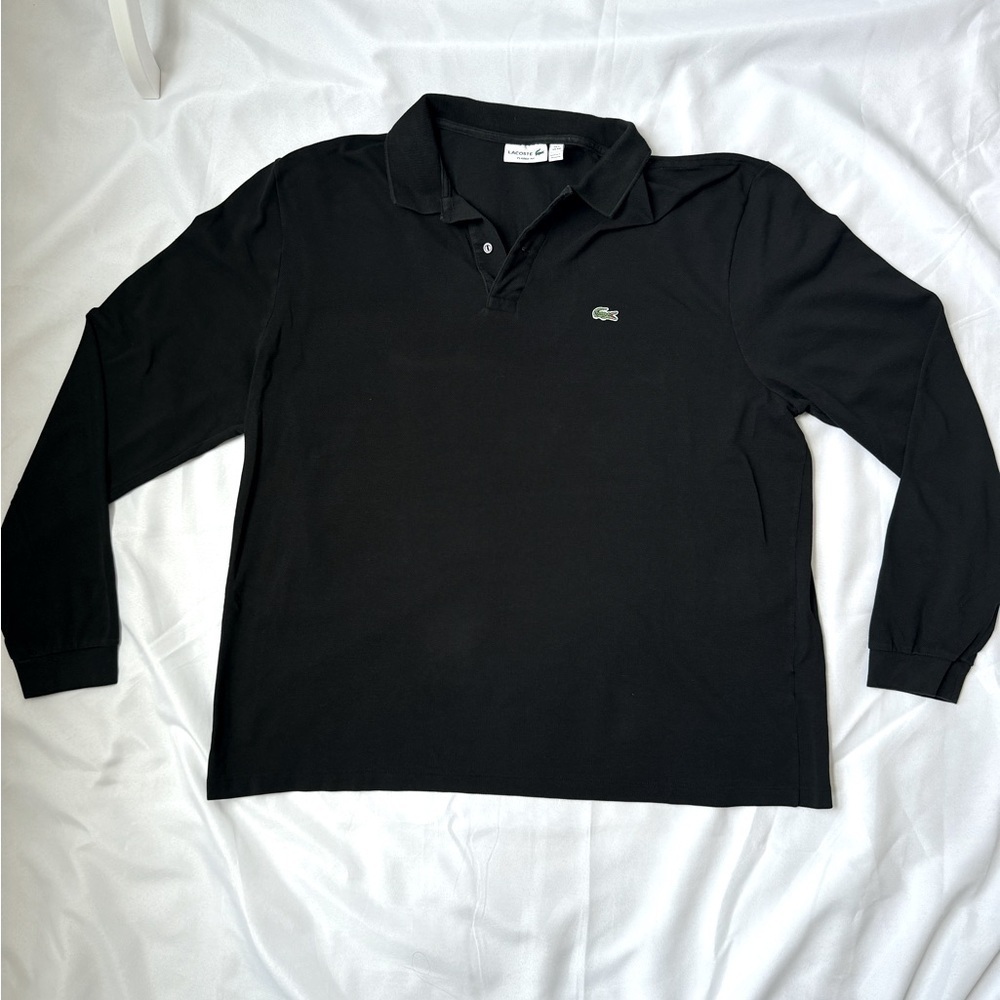Black Men’s Classic Fit Long-Sleeve Polo Shirt Size XXL